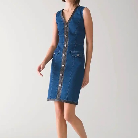 White House Black Market Dresses & Skirts - White House Black Market Sleeveless Denim Button Dress Women's Size 8 NWT